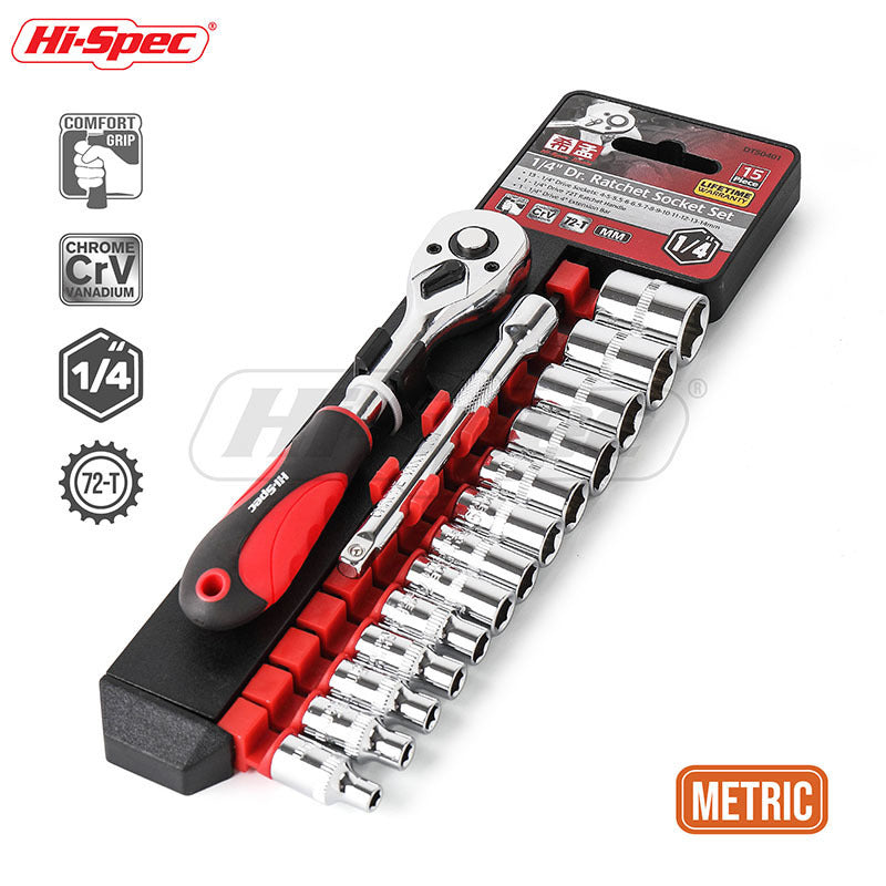 15Pc 1/4 Cr-V Drive Bike Torque Wrench Repair Tools